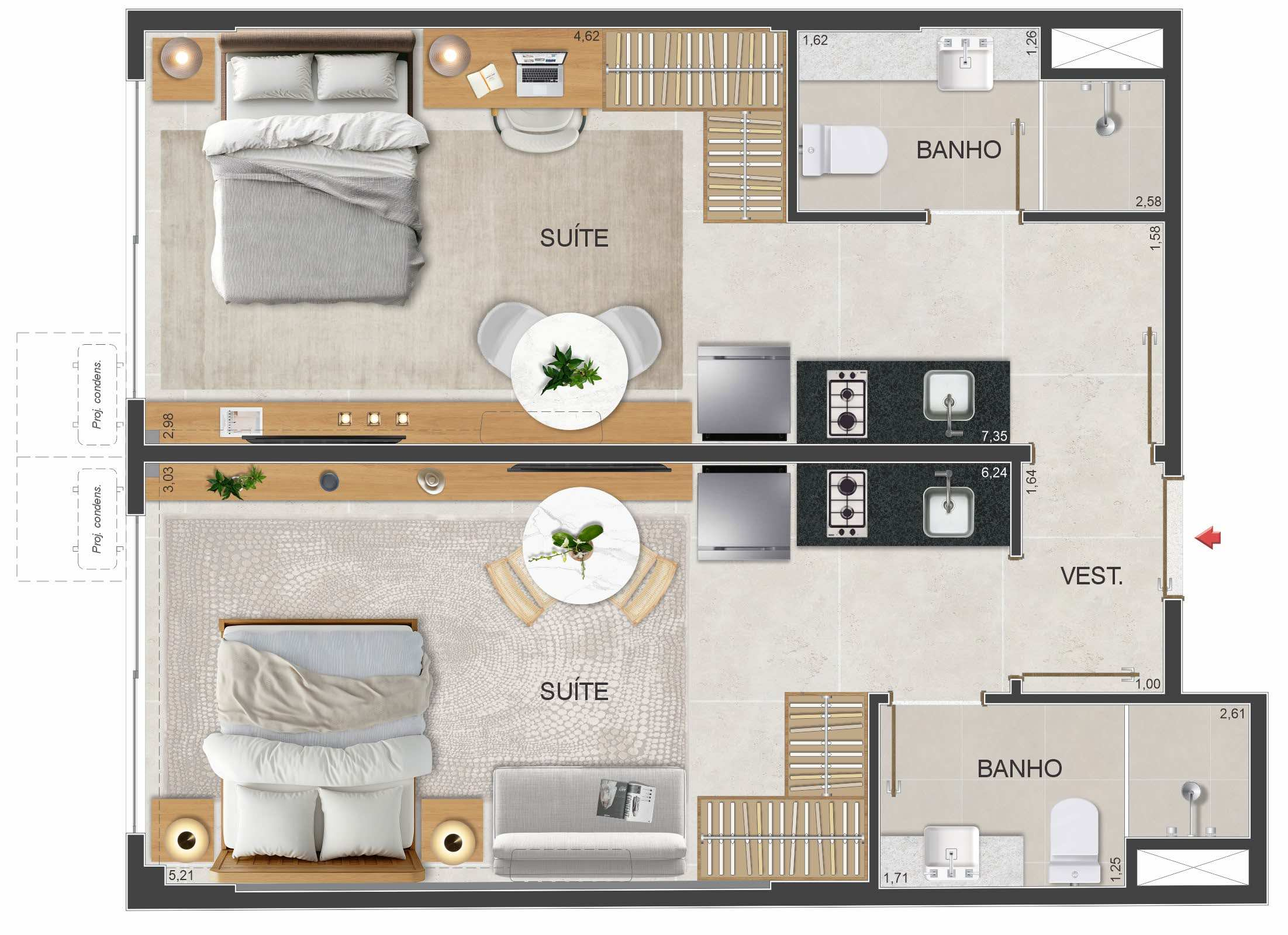Planta de double suite — imagem ilustrativa de outro empreendimento